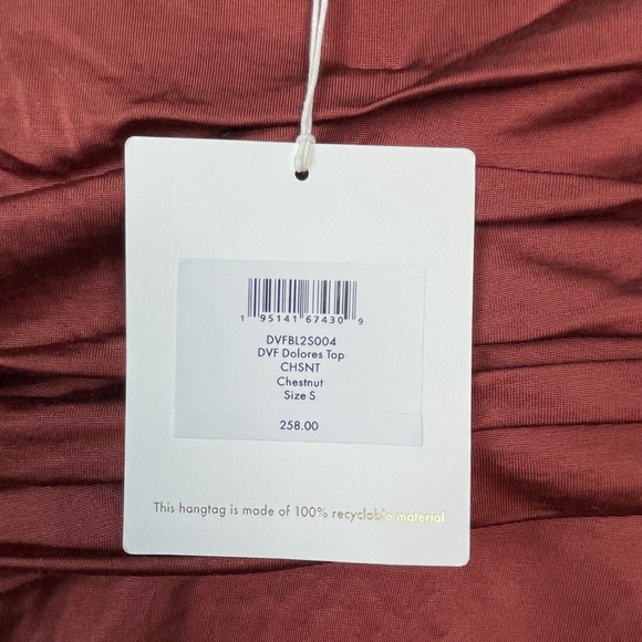 Diane von Furstenberg Dolores Top Women S Chestnut NEW Ruched Off Shoulder DVF - Picture 6 of 13